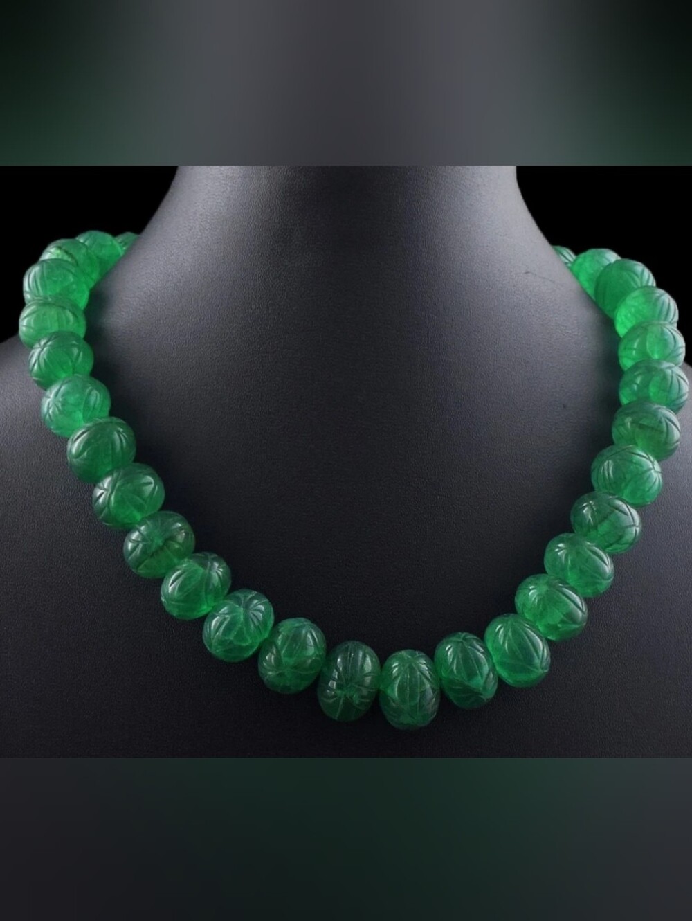 Carved Emerald Bead Necklace - Women Jewelry